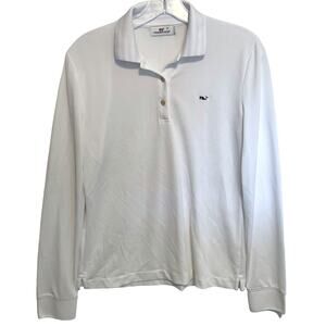 Vineyard Vines Henley Athletic Top Womens Small White Lavender Striped Collar